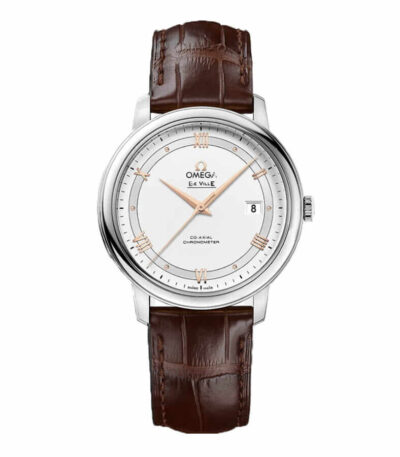 omega-de-ville-prestige-white-dial-brown-leather-replica-watch