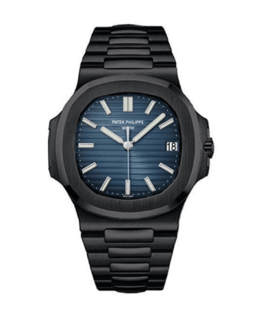 patek-philippe-nautilus-blue-dial-black-steel-replica-watch
