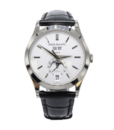 patek-philippe-complications-white-dial-black-leather-replica-watch