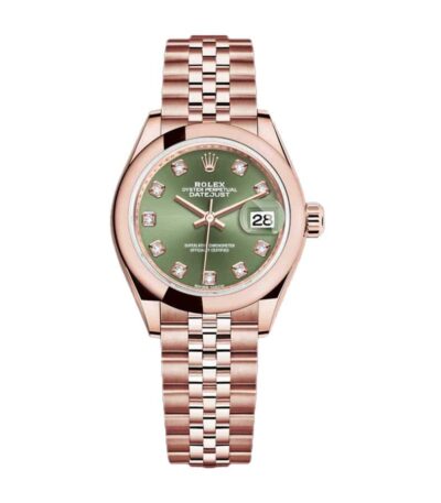 rolex-datejust-28mm-279165-everose-gold-automatic-green-with-diamond-dial