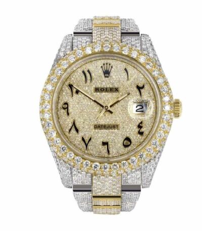 rolex-datejust-two-tone-yellow-gold-arabic-dial-iced-out-116300-replica
