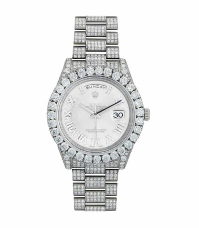 rolex-day-date-2-ii-president-white-gold-diamond-218239-white-dial-replica