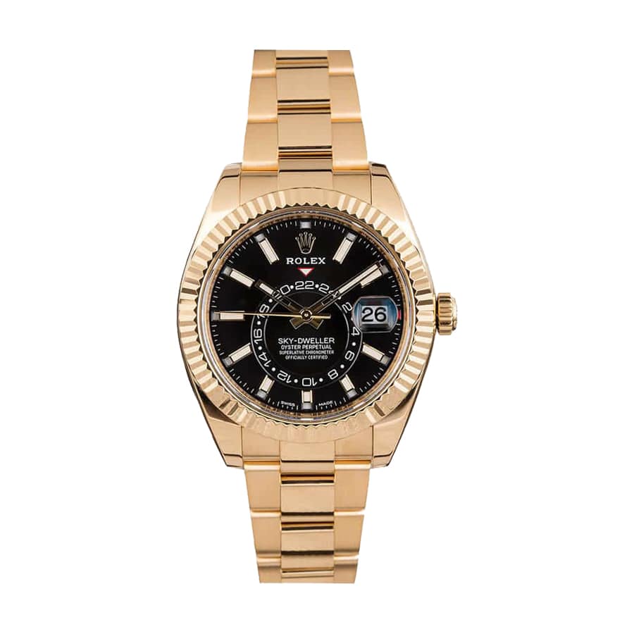 rolex-sky-dweller-black-dial-yellow-gold-326938-replica Rolex Sky-Dweller Gold Replica - Image 1