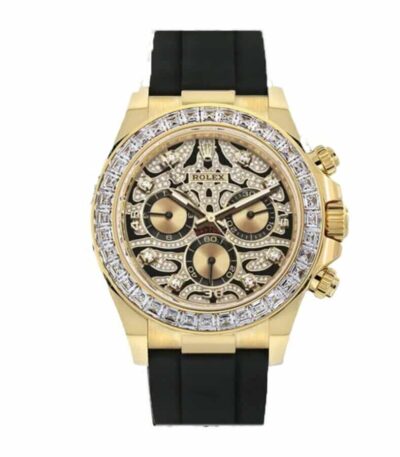 rolex-daytona-eye-of-the-tiger-yellow-gold-diamond-bezel-black-rubber-replica-watch